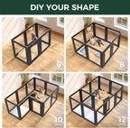 FXW AuraSpace Clear Acrylic Indoor Dog Playpen, 30" H, 16 Panels, Black | Open View, Modern Home Fit, No Climbing Bars, Tool-Free Setup, For Small & Medium Dogs
