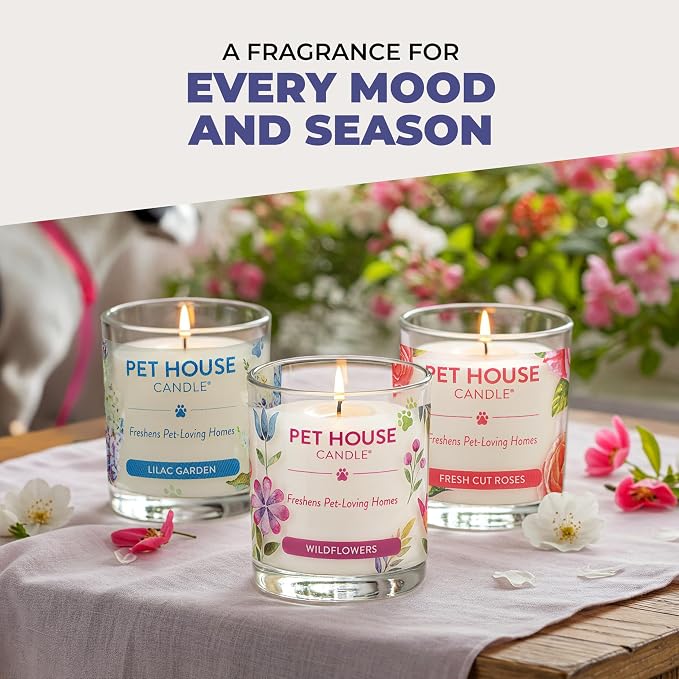 Pet House Candles, Plant-Based, Long Lasting, Pet Friendly Candles for Home, 60 Hour Burn Time - Herb Garden, 9 oz