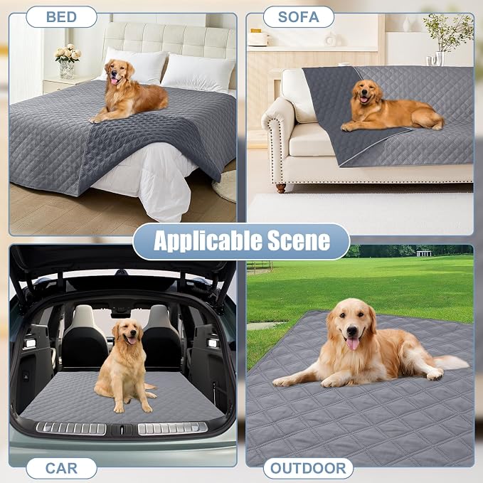 Smiry Waterproof Reversible Pet Couch Covers for Dogs | Pet Friendly, Soft Fabric, Washable Sofa Furniture Protector for Dogs Cat Kids, Checkered (30"x90", Grey/Dark Grey)