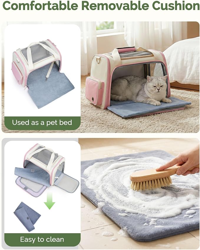 Homespon 34.5L Soft-Sided Cat Dog Carrier, Airline Approved Pet Bag | Collapsible Travel Bag with Removable Bed for Small Dogs & Cats