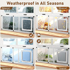 Full Glass Cat Door for Window,28.5"-32" Adjustable Width,1-Min Install | 4 Locking Modes,Aluminum Frame,HD Glass,Magnetic Closure,Weatherproof Sliding Pet Door Window Insert for Cats
