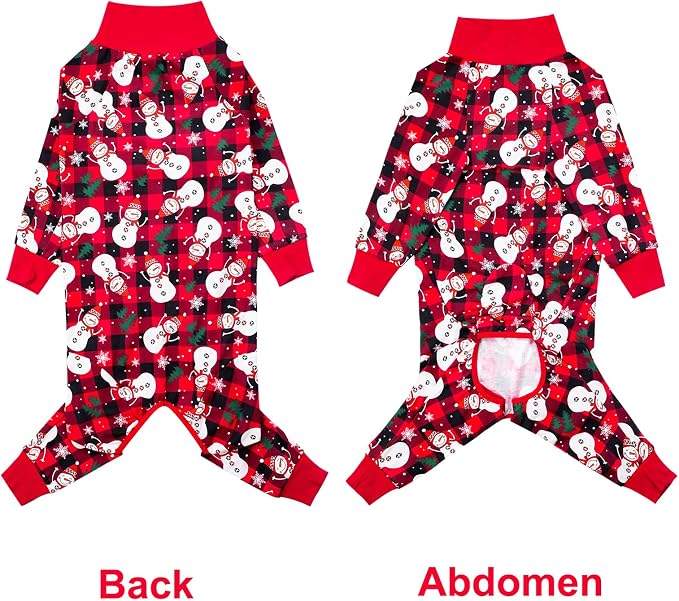 Dog Recovery Suit After Surgery Female Male, Medium Large Dog Neuter Shirt Cone Alternatives Prevent Licking Surgical Onesies (Xmas Snowman, 7XL)