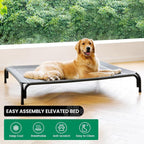 Elevated Dog Bed Raised Outdoor Dog Cot for Extra Large Dogs, Installation Requires No Tools, Frame with Washable Cooling Breathable Mesh Anti-Slip Feet, Indoor Pet Bed, Grey, 53.9 Inches