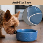Ceramic Dog Bowl Set of 2 with Anti-Skid Base, 5.5"W x 2"H, 2 Cup Capacity | Thick Ceramic, Dishwasher Safe, Anti-Skid Rubber Base, 2 Cups per Bowl, Ceramic Food and Water Bowls Set of 2 for Small Dogs