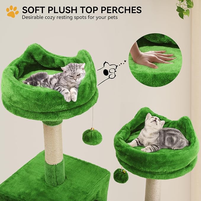 YITAHOME 75inch Cat Trees for Large Cats | Cat Tower for Indoor Cats with Scratching Post, Hammock, Cat Condo, Green