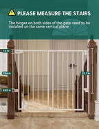 Babelio Extra Tall No Bottom Bar Baby/Dog Gate, 34" H, 29.7-46.5" W, White | Hardware Mount Pet Gate for Indoor Doorways and Hallways with Auto Close, Stay-Open, Wide Walk-through Door, Easy Install