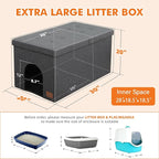 Zerbuger Cat Litter Box Enclosure Furniture for Odor Control | Hidden Cabinet Cats Litter Ottoman With Flip-Up Lid,Cat Litter Box Bench With Storage Space, Dog Proof(Grey, X-Large)