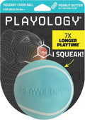 Playology Squeaky Chew Ball for Large Dogs - Jumbo, Peanut Butter Scent | Rubber Construction, 3.25 in Diameter, 6 oz, Floats In Water, Dishwasher Safe Top Rack, 50 lb+ Breeds