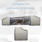 Trixie Cuddly Condos and Tunnel for Cats - Indoor Cat Furniture with Play Condos, Hideaway Tunnel, Dangling Cat Toys - Sisal Scratching Surface - Collapsible Design for Easy Storage, Gray