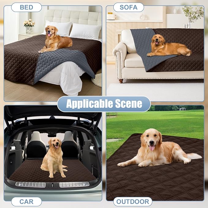 Smiry Waterproof Reversible Pet Couch Covers for Dogs | Pet Friendly, Soft Fabric, Washable Sofa Furniture Protector for Dogs Cat Kids, Checkered (52"x82", Chocolate/Dark Grey)