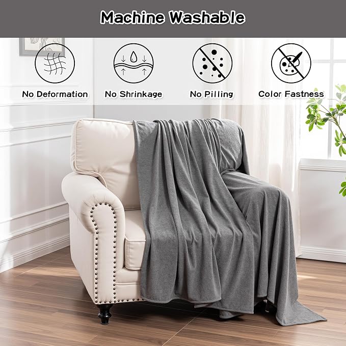Chair Cover Cat Scratch Proof Recliner Chair Covers, Oversized Armchair Sofa Covers Washable Sofa Slipcover for Single Couch, Soft Small Couch Slipcover for Pets Dogs, 71" x 91", Grey