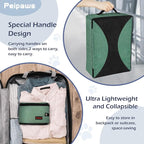 Portable Cat Travel Litter Box. Zipped Lid, Collapsible Litter Box for Cats. No Leakage, No Smell. Easy to Carry. Used for Hotels, Camping, Car (Green,L)