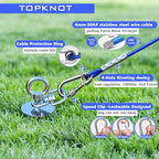 TOPKNOT 15FT Heavy Duty Stainless Steel Dog Tie Out Cable and Stake, 360 Swivel Dog Run, Rust Proof, Holds 2 Dogs Up to 200LBS, Ideal for Outdoor Camping and Yard Use