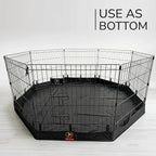 PJYuCien Puppy Playpen with Bottom Pad and Door, 8 Panels 42" H, Black | 24"W, Dual-function Pad, For Large Pets, Foldable Octagonal Pen, Versatile, Indoor & Outdoor, Backyard, Protects Floors