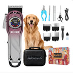 Dog Clippers for Grooming Thick Hair, Pet Grooming Kit with Carry Case | LCD Display • USB-C Charging • 180-Min Runtime • Low Noise • Carrying Case • Metal Housing