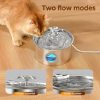 Stainless Steel Cat Water Fountain: 88oz/2.6L Cat Fountain for Drinking | Pet Water Fountain for Cats Inside with Flower Quiet Cats Dispenser Kitty Drinking Fountains Indoor for Pets& Small Animals