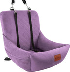 WOOAIDAGG Dog Car Seat for Small Dogs Up to 25lbs,Soft Washable Fabric Fill in Memory Foam,Easy to Assemble with 2 Clip-On Safety Leashes and Storage Pockets,Front or Back Seat are Both OK(Purple)
