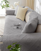 Cotton Quilted Dog Couch Cover for Sofa Farmhouse Rustic Embroidery Sectional Couch Cover Soft Anti-Slip Sofa Slipcover Furniture Protector for Kids, Pets (Grey,28"x59")