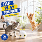 Interactive Cat Toys for Indoor Cats - Automatic Flying Bird Feather Toy with Sticky Suction Base, USB Rechargeable 360° Electric Cat Teaser, Touch Activated Self-Play Toy for Bored Cats