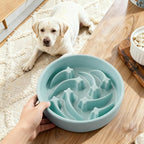 Ceramic Slow Feeder Dog Bowls Large Breed, 2 Cups, 8.3 Inch Green | 2 cups raised maze bowl slows fast eating for medium and large dogs; heavy ceramic, non-slip and dishwasher safe.