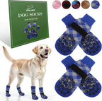 EXPAWLORER Dog Socks to Prevent Licking Paws, Dog Shoes for Hot Pavement, Anti Slip Dog Booties for Hardwood Floors, Dog Boots & Paw Protectors for Small Medium Large Senior Dogs, Blue L