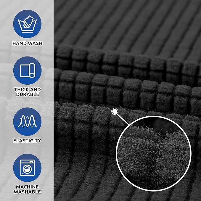 Stretch Chair Sofa Slipcover, Single Couch Cover,Black | 1-Piece Washable Sofa Cover,Pet Friendly (31"-55") Furniture Protector Soft Jacquard Elastic Bottom for Dogs & Kids