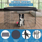 Artmalle 30-Inch Dog Playpen with Top Cover, 8-Panel Rustproof Fence | 30-inch rustproof 8-panel dog playpen with mesh top cover, foldable setup and flexible shapes for indoor or outdoor use.
