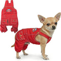 Parisian Pet Red Dog Overalls - Route 66 Denim Dog Clothes - Breathable Sling Puppy Jumpsuit - Durable and Trendy Overalls for Dogs - Comfortable Jeans Dog Clothes for Small Dogs - Classy Pet Apparel
