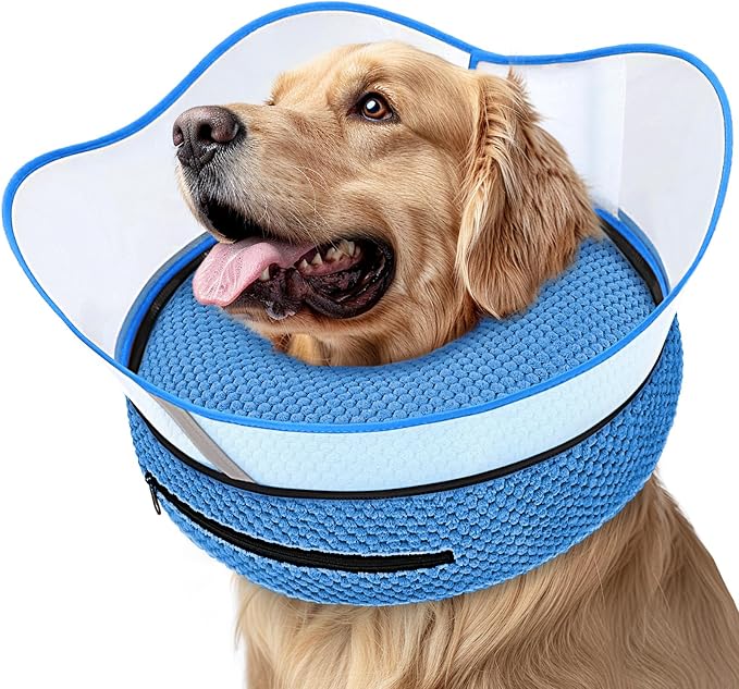 Supet Raised Inflatable Dog Cone Alternative Collars for After Surgery, Dog Donut Collar After Surgery, Soft Pet Cone for Small Medium Large Dogs to Stop Licking