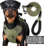 Service Dog Tactical Vest Harness and Leash Set Large Sized Dog Emotional Support- Tactical Dog Harness Training Collar with Name (Army Green, XL)