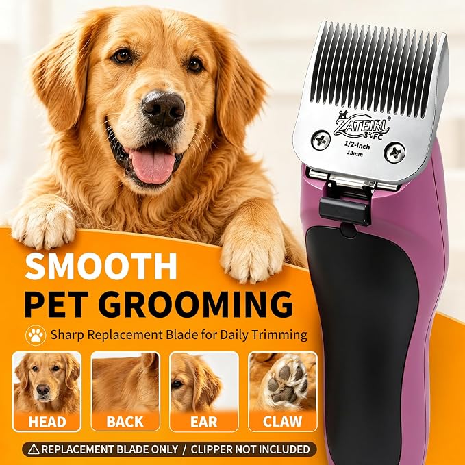 Size 3-3/4FC Detachable Pet Grooming Clipper Blade with Ceramic Cutter, 13mm 1/2 Inch Cut Length, Silver, Compatible with Andis, Oster A5, Wahl KM10, 1 Pack