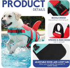 ASENKU Dog Life Jacket - Pet Safety Vest for Swimming & Boating, Shark Life Jacket with Floatation, Dog Lifesavers Swimsuits for Small Medium Large Dogs (RedGreen, XL)