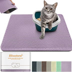 Cat Litter Mat 47"x27",Double Layer EVA Litterbox Mat Purple | Extra Large Honeycomb, Waterproof & non-slip, Odor-free, easy clean, washable durable floor protector,scatter control