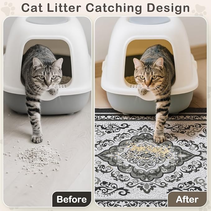 Unicorn Catcher 33"x22" Cat Litter Mat Non-Slip Washable Litter Box Mat | High-Density PVC Litter Catcher Mat Efficiently Traps Scattered Litter From Paws To Keep Floors Clean