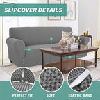 YEMYHOM Couch Cover Latest Jacquard Design High Stretch Sofa Covers for 3 Cushion Couch, Pet Dog Cat Proof Slipcover Non Slip Magic Elastic Furniture Protector (Large, Dark Gray Checkered)