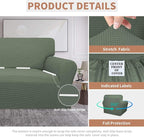 Easy-Going 100% Waterproof Chair Couch Cover, Stretch Jacquard Sofa Cover | Dual Waterproof Sofa Slipcover, Leakproof Furniture Protector for Kids, Pets, Dog and Cat (Loveseat, Grayish Green)