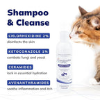CeraSoothe CHX+KET Antiseptic Shampoo for Dogs, Cats & Horses – Chlorhexidine 2% & Ketoconazole 1% for Skin & Coat Cleansing, 16 oz