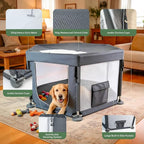 55x55x27.5 in Sturdy Dog Playpen Indoor, Heavy Duty Puppy Play Pen with Removable Zipper Top & Easy-Detach Washable Bottom, Secure Playpen for Dogs