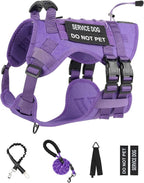 No Pull Tactical Dog Harness Small Sized Dog, Service Dog Vest, S,Purple | Tactical Dog Vest Harness and Leash Set, Adjustable Military Service Dog Harness with Handle for Medium Large Dogs