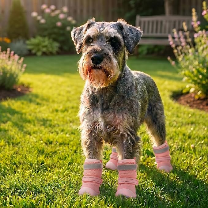 Breathable Hot Pavement Dog Shoes for Small & Medium Dogs(Pink, 0# | Adjustable Double Strap and Non-Slip Dog Boots Paw Protectors for Walking Running Hiking, Soft Comfortable Safe Easy to Wear