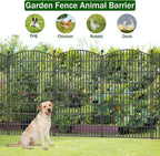 No Dig Decorative Garden Fence 10 Panels, 48 in (H) x 22.6 ft (L), Dog Fence Outdoor for Yard, Rustproof Metal Animal Barrier Ground Stakes Fencing for Garden, Patio, Flower Bed