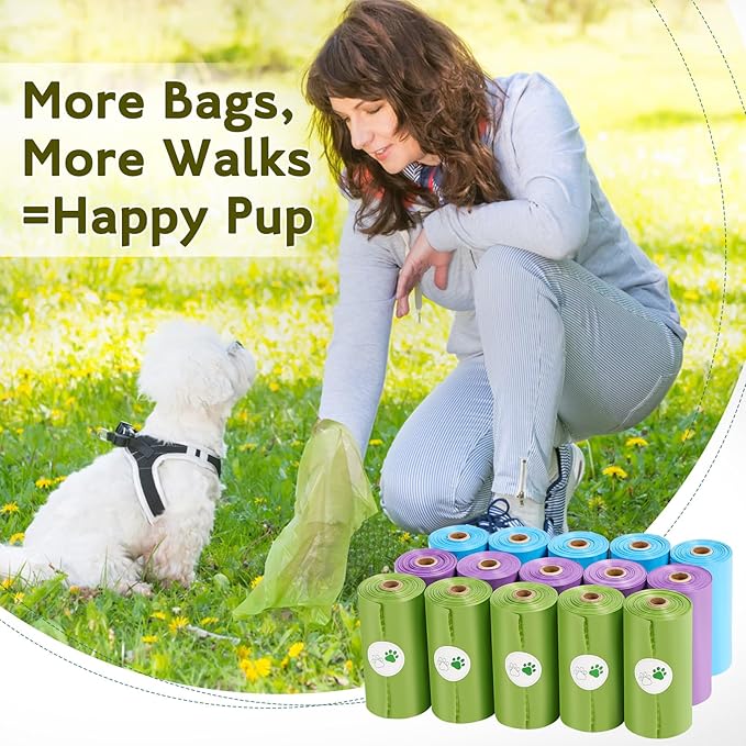 Dog Poop Bags Rolls: Large Leak Proof Hands Stay Clean Easy Tear 300 Count | Poop Bags for Dogs - Extra Thick Odor Control Waste Bags 13x9 in for Daily Dog Walking and Outdoor Cleanup (Multicolor)