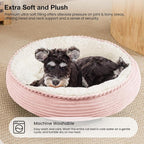 Love's cabin Round Donut Cat and Dog Cushion Bed, 24in Pet Bed for Small or Medium Dogs, Anti-Slip & Water-Resistant Bottom, Soft Durable Fabric Pet Beds, Washable Calming Cat Bed Light Pink