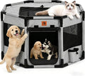 Enclosed Pet Playpen, Portable Cat & Puppy Playpen with Sturdy PVC Pipe Frame and Scratch-Resistant Fabric, Soft Kennel Crate Fence for Pet Indoor Outdoor Use (Small Size, 28x28x16.9 Inches)