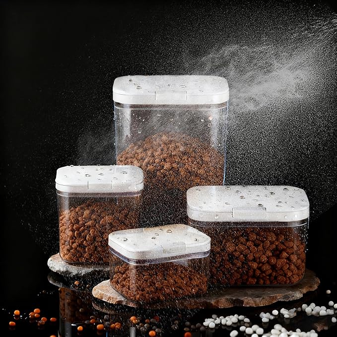 25 lb Airtight Dog Food Storage Container with Scoop | Large airtight BPA-free bin with measuring cup keeps up to 25 lb of dry dog or cat food, treats, rice, or flour organized.
