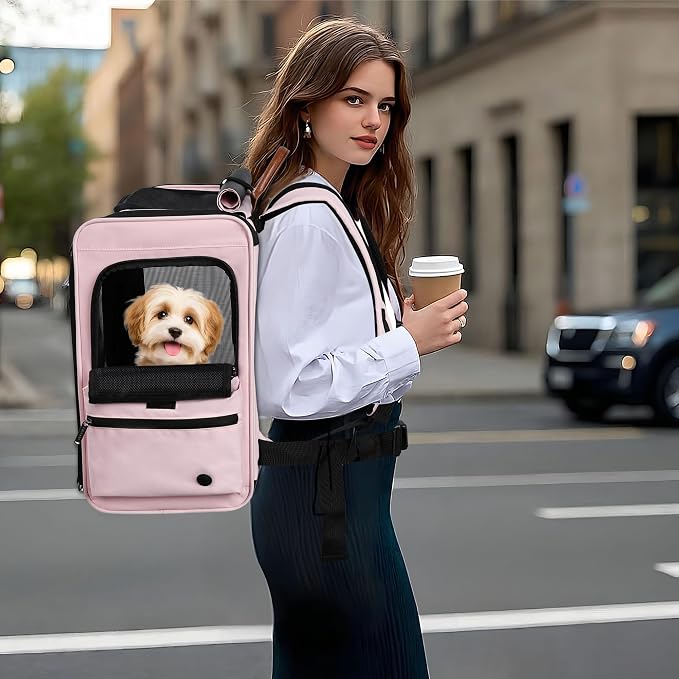 EliteField Deluxe Backpack Pet Carrier for Cats and Dogs (3-Year Warranty) | Airline Approved, Waterproof, 3 Scratch-Resistant Mesh Doors, Fleece Mat, Built-In Leash, Seat Belt Loops, Suitcase Sleeve