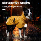 PU Dog Raincoat, Non-Toxic & Odorless Waterproof Vest, Adjustable High Neck and Hook & Loop Belly Closure for Rainy Potty Breaks & Wet Weather Outdoor Walks (Yellow, Large)
