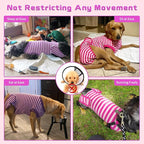 2 Packs Breathable Cotton Dog Recovery Suit for After Neuter Spay Abdominal Wounds Protector, Professional Anti-Licking Onesies for Male Female Pets Surgery Bandages, XL Purple & Pink Stripes