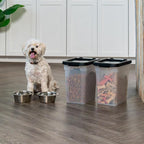 IRIS USA Dog Food Storage Container, 2-Pack, Up to 10 lbs, Black | Made in USA, Stacklable Design, Airtight Seal, BPA-Free, Bird Seed, Cat food, Treats, Multi-Pet Use