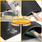 Pieviev Litter Mat, Double-Layer Waterproof Trapping Mat, 24" x 15" Black | Honeycomb Design Catches Scattered Particles to Stop Tracking, Urineproof Base Protects Floors, Easy to Clean